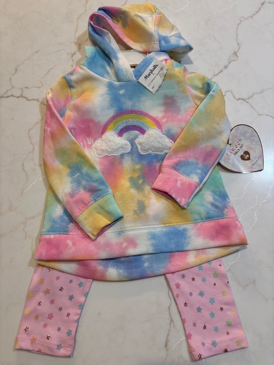btween Other - Btween Tie Dye Rainbow Hooded Pullover Cloud Applique 12 Months NWT Multi